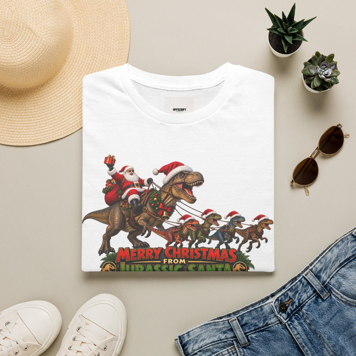 Christmas Dinosaur T-Shirt — “Merry Christmas from Jurassic Santa” Holiday Tee