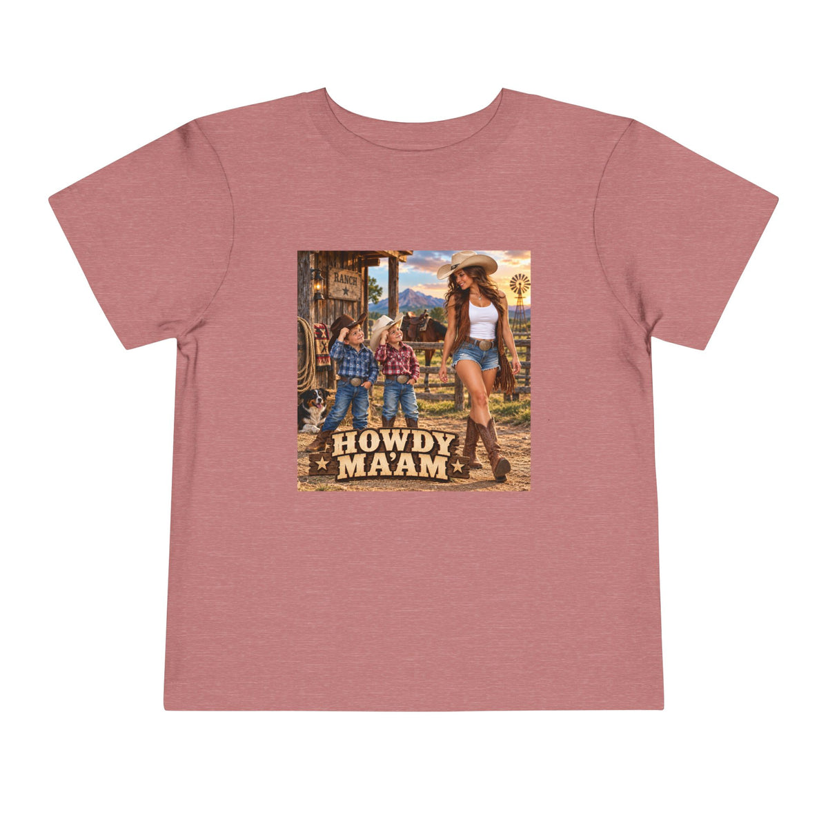 Toddler Tee — "Howdy Ma'am" Cowgirl Graphic Kids Shirt