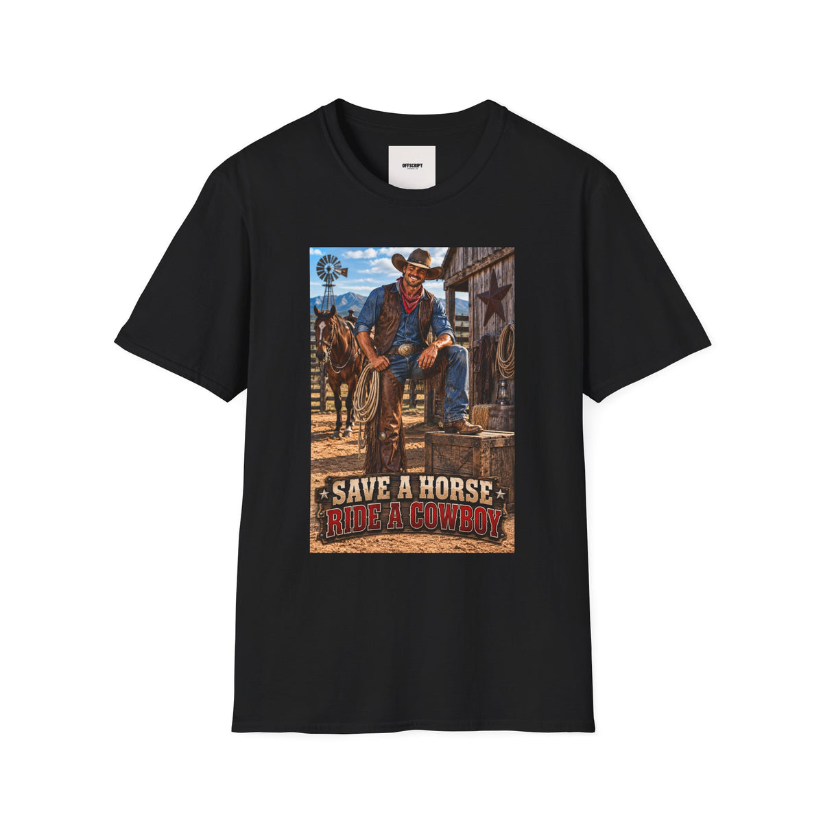 Cowboy Graphic T-Shirt — “Save a Horse, Ride a Cowboy” Western Tee