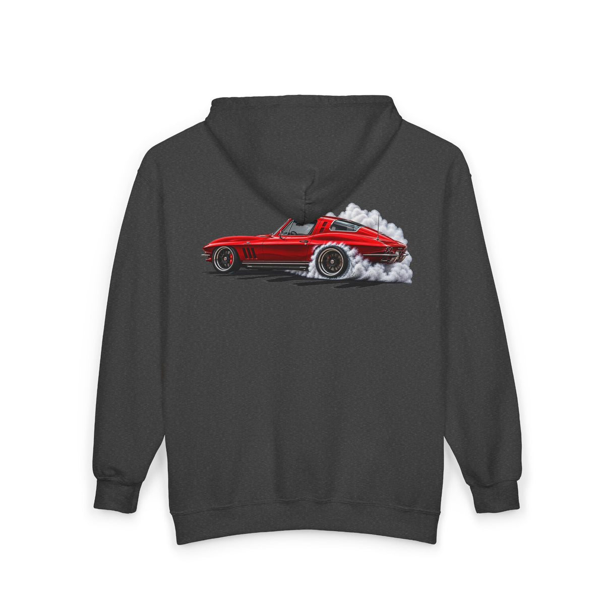 Classic Red Corvette Burnout Zip Hoodie