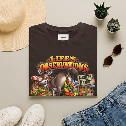 Life's Observations Farmers Market T-Shirt — Funny Donkey Produce Graphic Tee