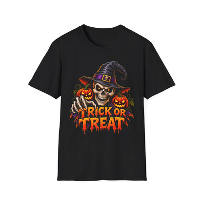 Halloween Skull Witch T-Shirt — Trick or Treat Pumpkin Graphic Tee