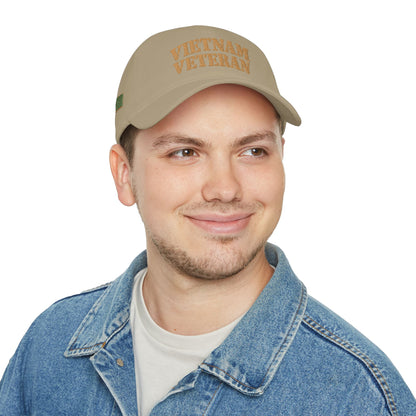 Vietnam Veteran Baseball Cap — Embroidered Gold Text Low Profile Hat for Veterans & Memorial Events