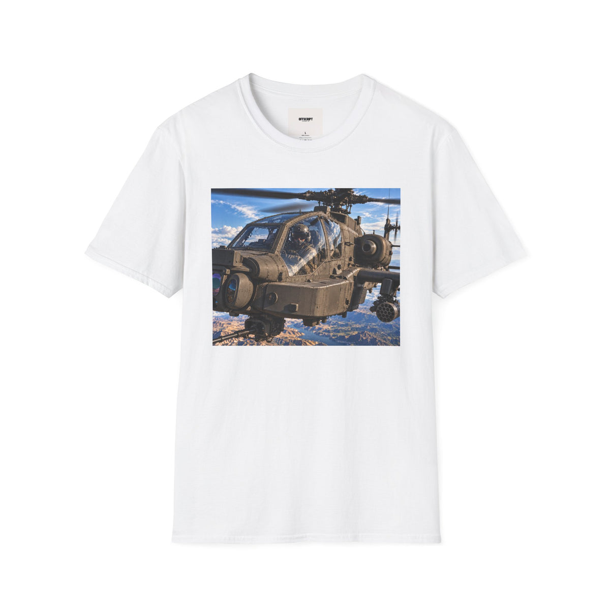 Attack Helicopter Photo T-Shirt — Military Aviator Crew Tee