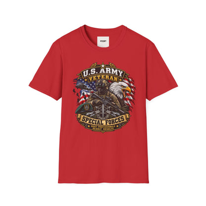 U.S. Army Veteran T-Shirt — Special Forces Eagle American Flag Design
