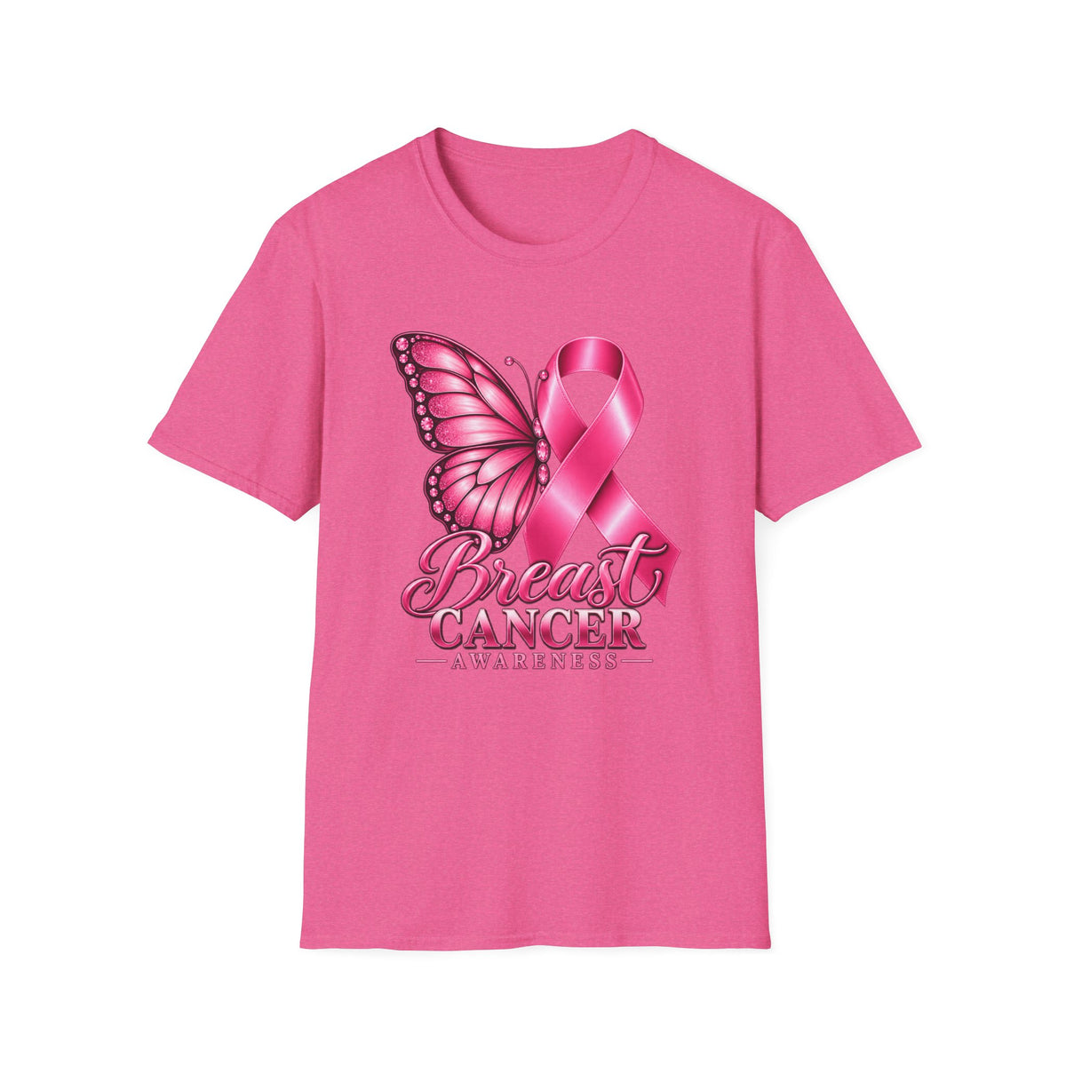 Pink Ribbon Butterfly Breast Cancer Awareness T-Shirt | Support Ribbon Tee