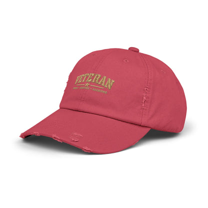 Veteran Distressed Cap — Honor Courage Sacrifice Embroidered Hat