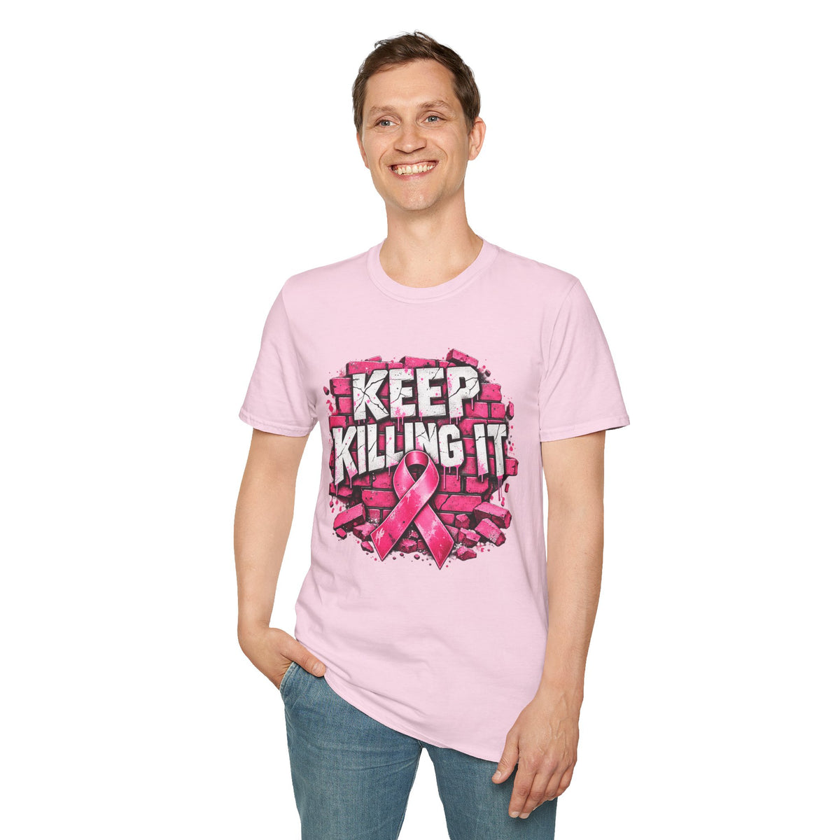 Keep Killing It pink ribbon T-Shirt | Breast Cancer Awareness, Motivational Graphic