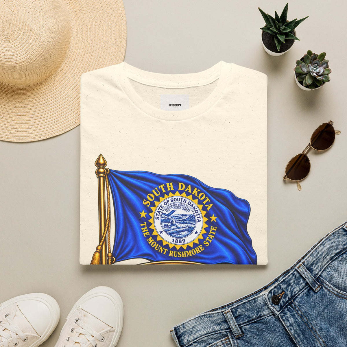 South Dakota Flag T‑Shirt — "Under God the People Rule" State Pride Tee