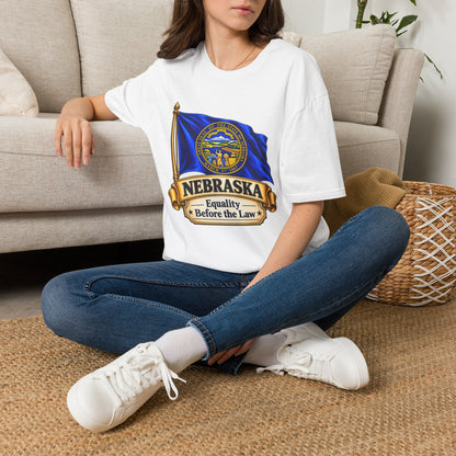 Nebraska Flag T-Shirt — State Seal ‘Nebraska: Equality Before the Law’