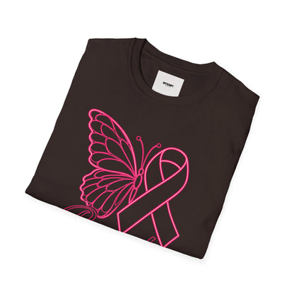 Breast Cancer Awareness Butterfly T-Shirt - Pink Ribbon Support Tee