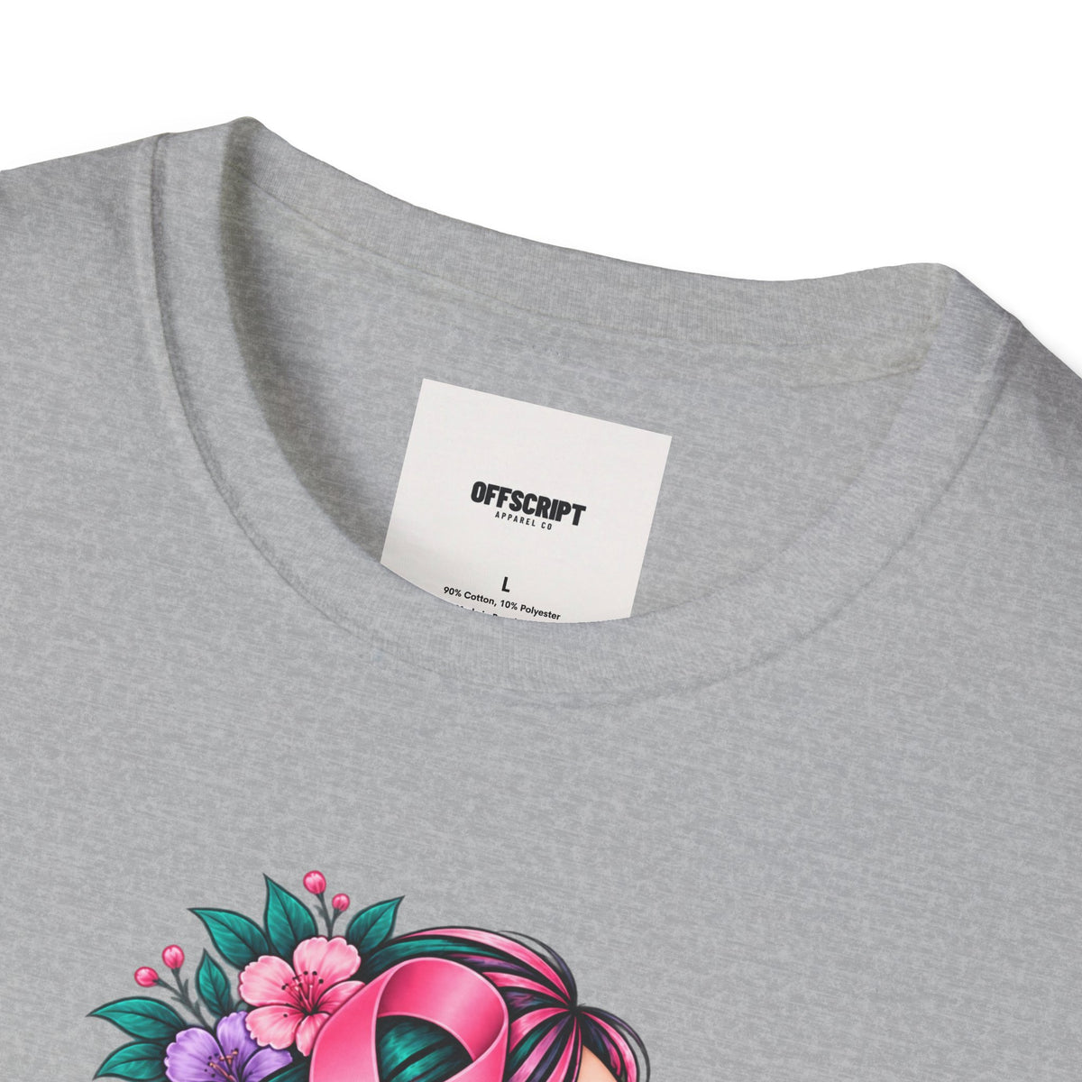 Women's Cancer Awareness T-Shirt — Pink Ribbon Floral Support Tee