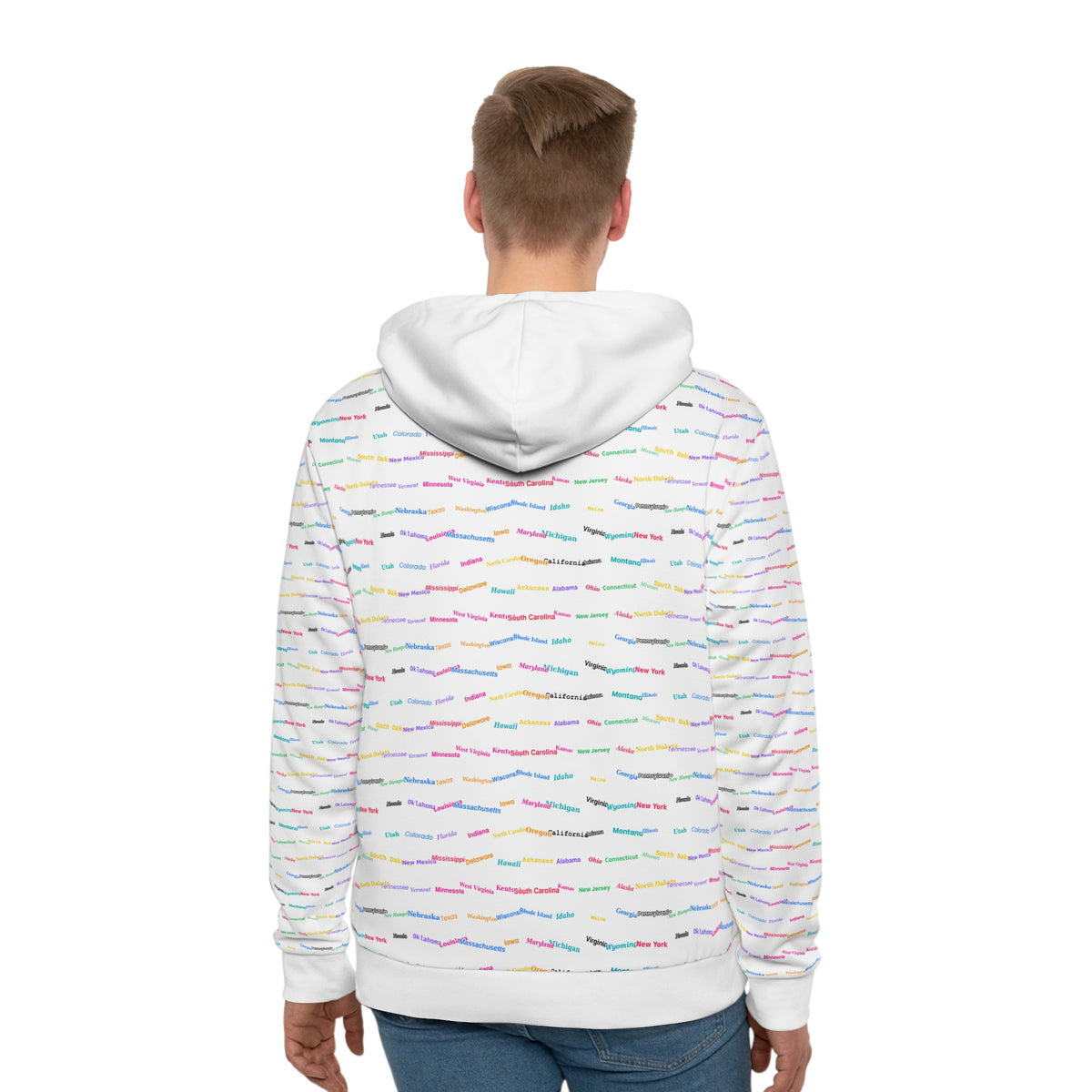 Pastel Script Pattern Hoodie — Colorful Handwritten Lines All-Over Print