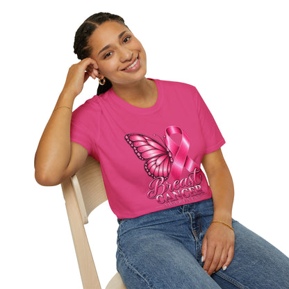 Pink Ribbon Butterfly Breast Cancer Awareness T-Shirt | Support Ribbon Tee