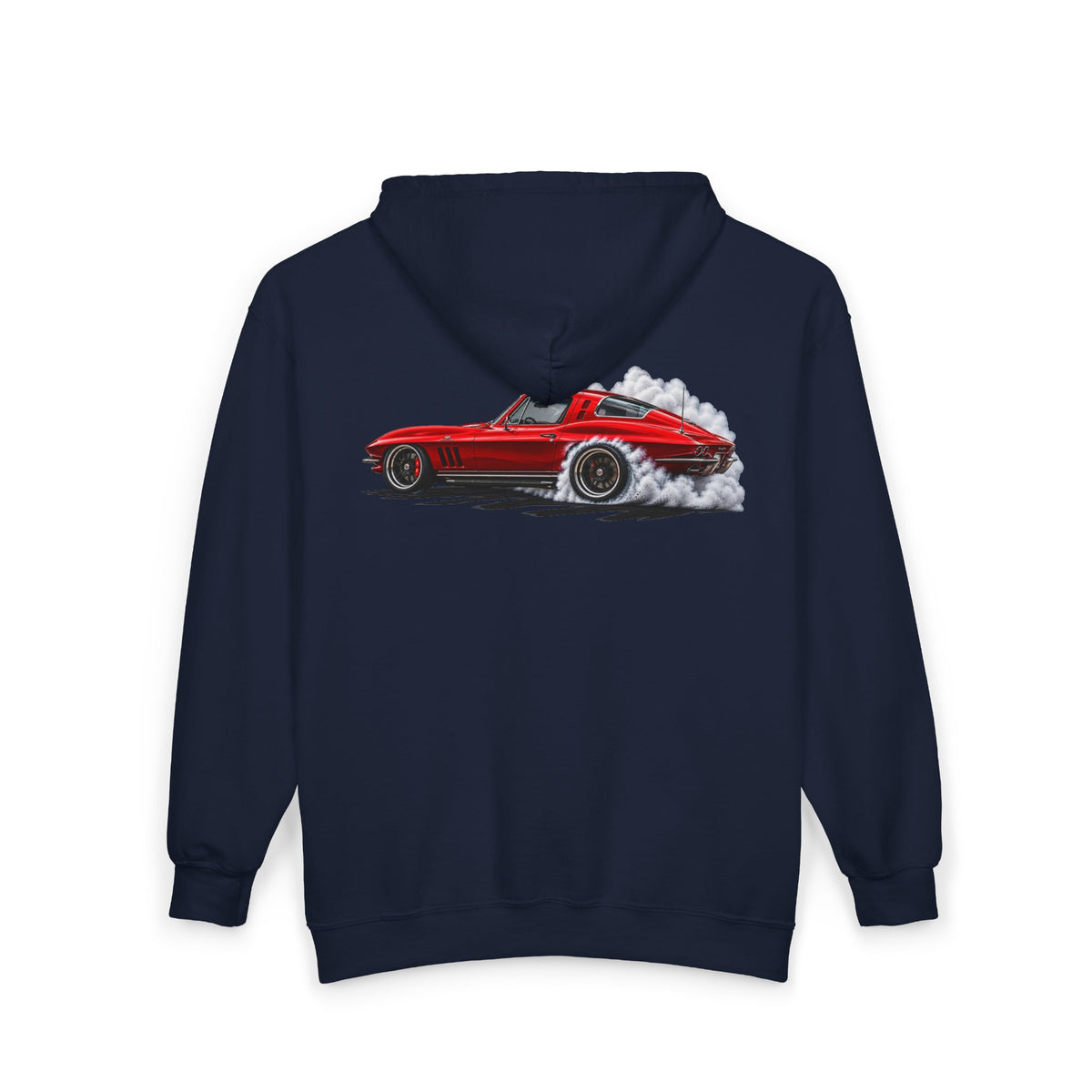 Classic Red Corvette Burnout Zip Hoodie
