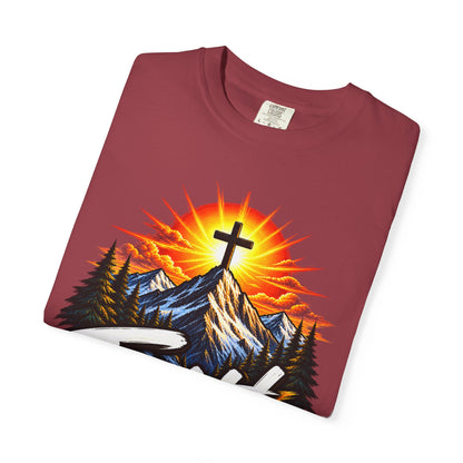 Faith Can Move Mountains T-Shirt | Christian Cross Mountain Graphic