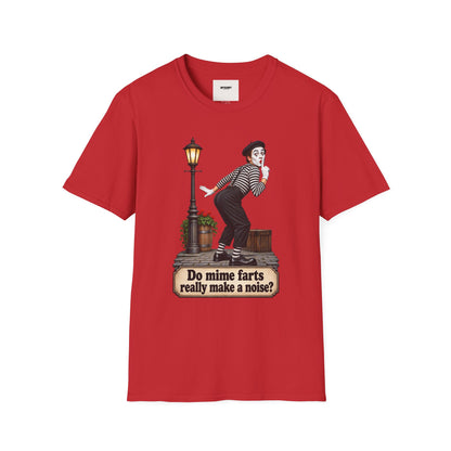Mime Graphic T-Shirt — "Do Mime Farts Really Make a Noise?" Vintage Street Performer Tee