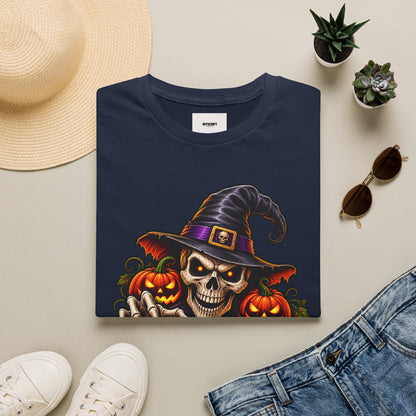 Halloween Skull Witch T-Shirt — "Trick or Treat" Pumpkin Tee