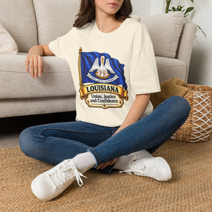 Louisiana State Flag T-Shirt — Pelican Emblem "Union, Justice & Confidence" Tee