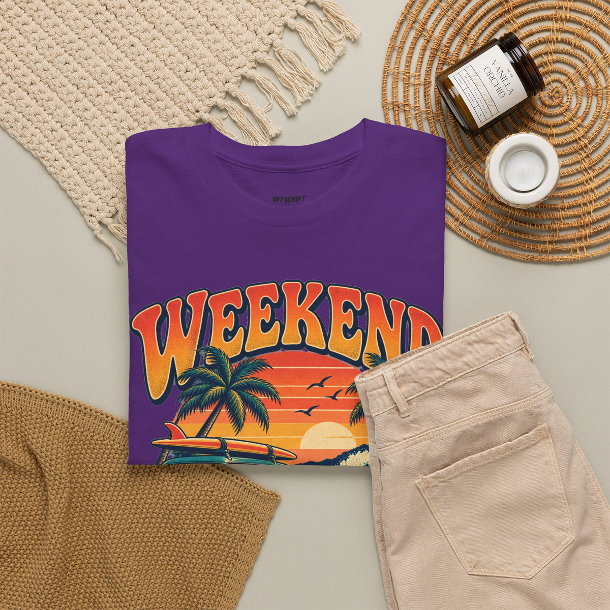 Weekend State of Mind Tee – Retro Surf Van Sunset T-Shirt