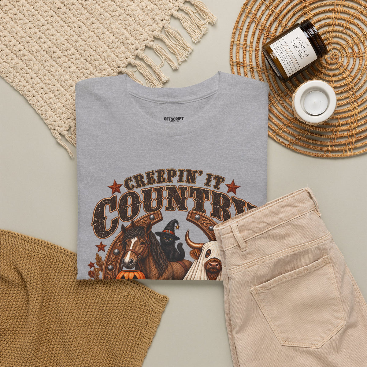 Country Halloween Tee — "Keepin' It Country Boo Y'all" Farm Animal Pumpkin T-Shirt