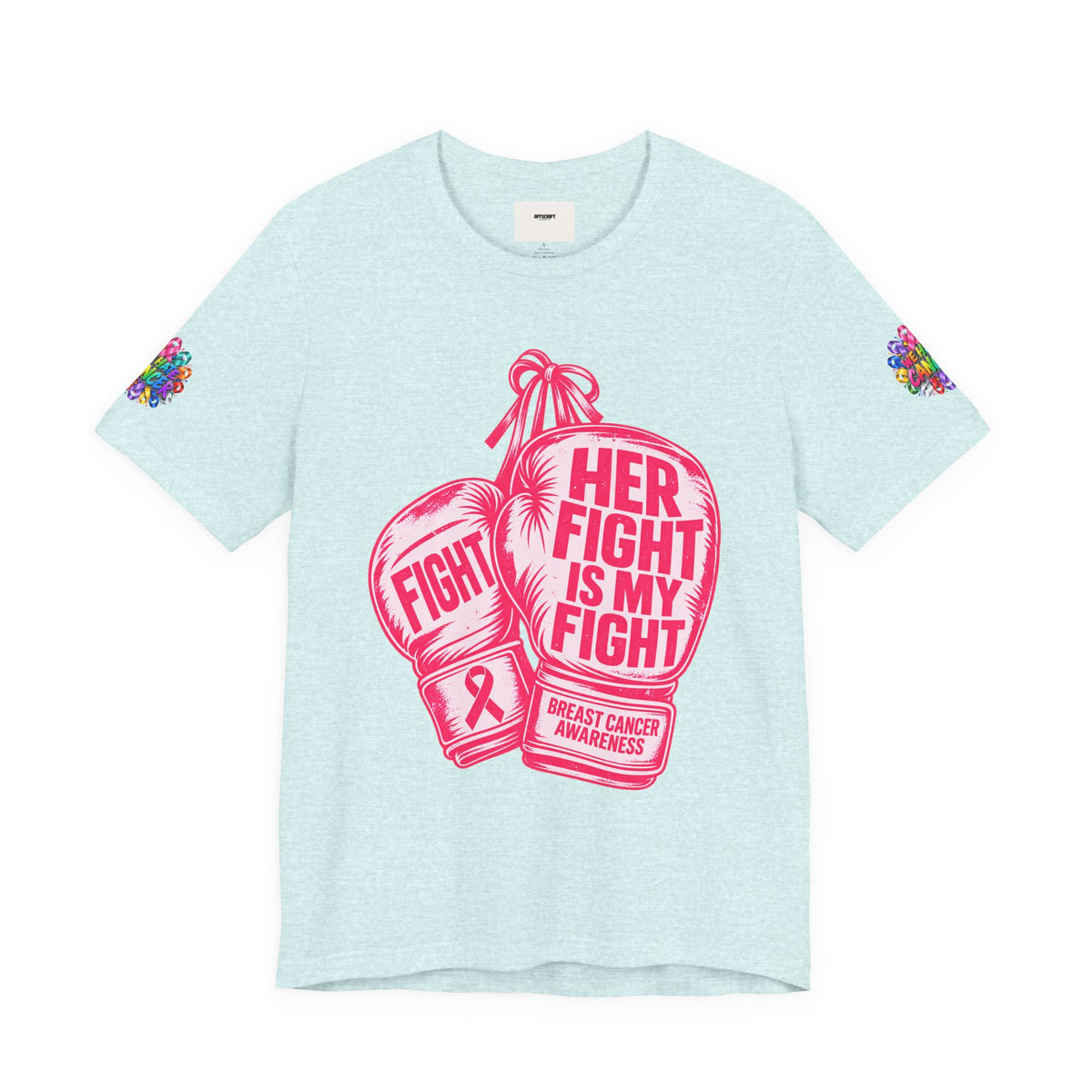 Breast Cancer Awareness Tee – “Her Fight Is My Fight” Boxing Gloves T-Shirt