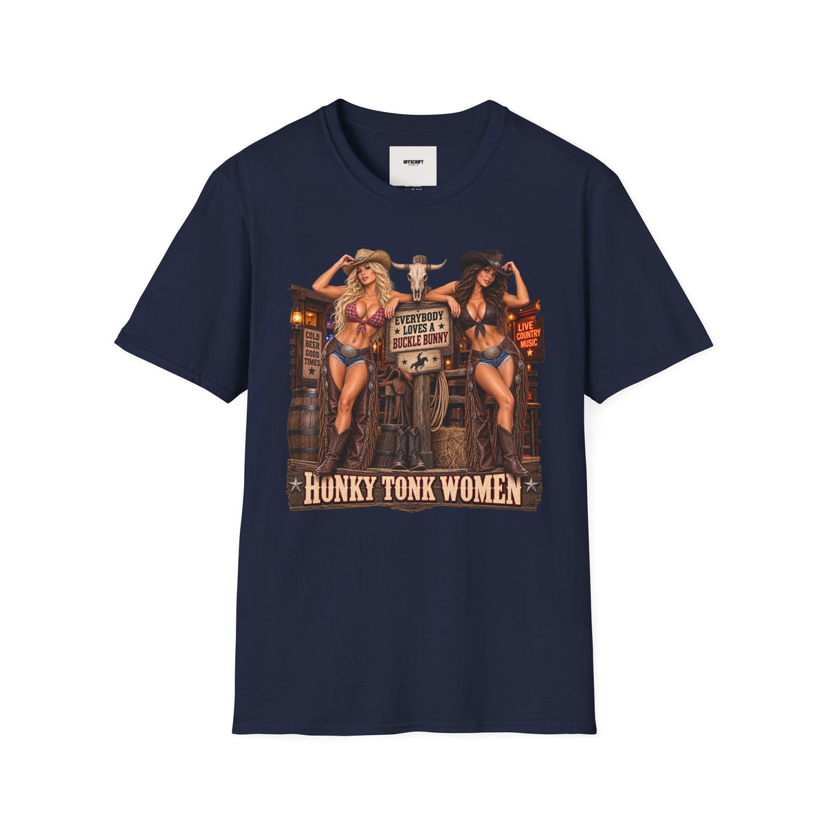 Cowgirl Pinup T-Shirt — "Bunny Tonk Women" Western Graphic Tee