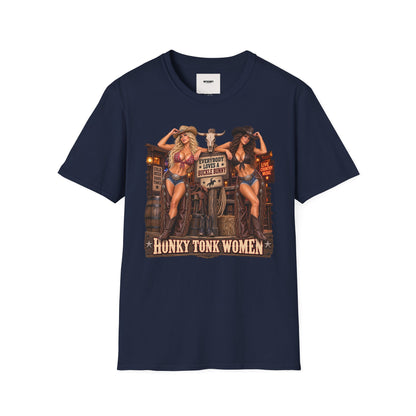 Cowgirl Pinup T-Shirt — "Bunny Tonk Women" Western Graphic Tee
