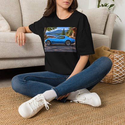 1968 Chevrolet Corvette Stingray Graphic T‑Shirt — Blue Classic Car Lakefront Print