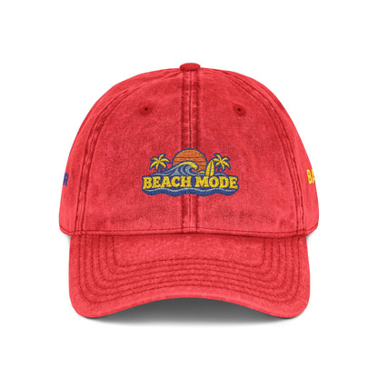 Vintage Embroidered Beach House Cap — Washed Red Dad Hat