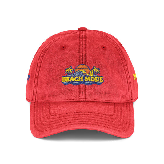 Vintage Embroidered Beach House Cap — Washed Red Dad Hat