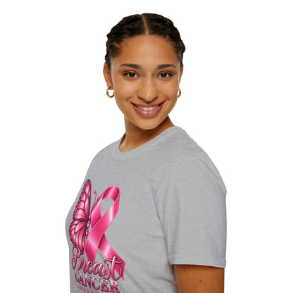 Pink Ribbon Butterfly Breast Cancer Awareness T-Shirt | Support Ribbon Tee