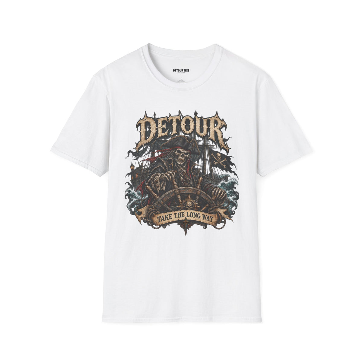 Detour Skull T-Shirt — "Take the Long Way" Vintage Biker Graphic Tee