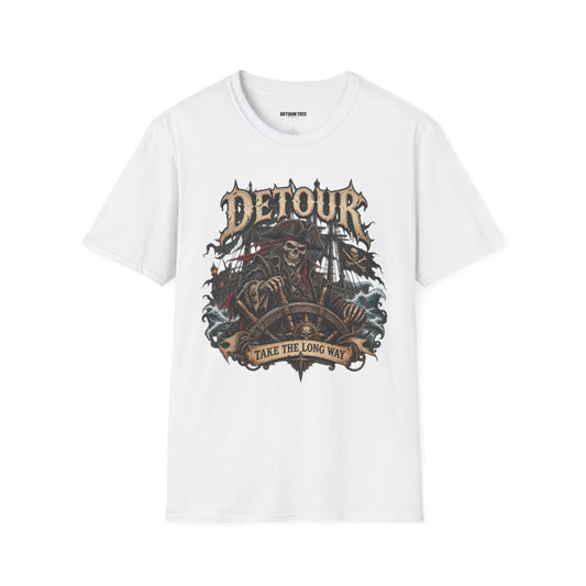 Detour Skull T-Shirt — "Take the Long Way" Vintage Biker Graphic Tee
