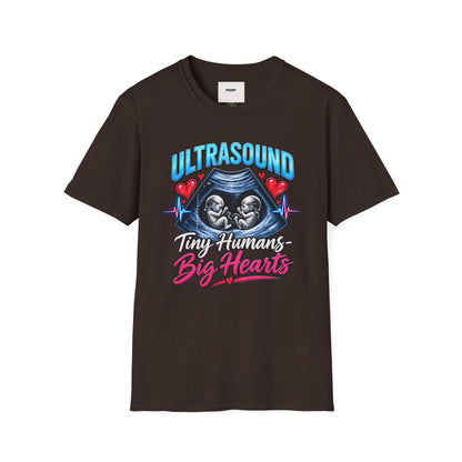 Ultrasound Twins T‑Shirt — Tiny Humans Big Hearts Pregnancy Tee