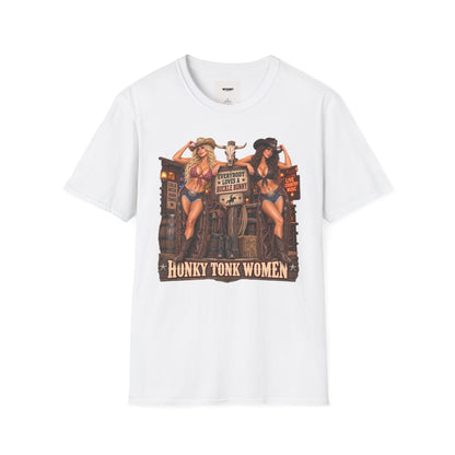 Cowgirl Pinup T-Shirt — "Bunny Tonk Women" Western Graphic Tee