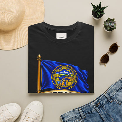 Nebraska Flag T-Shirt — State Seal ‘Nebraska: Equality Before the Law’
