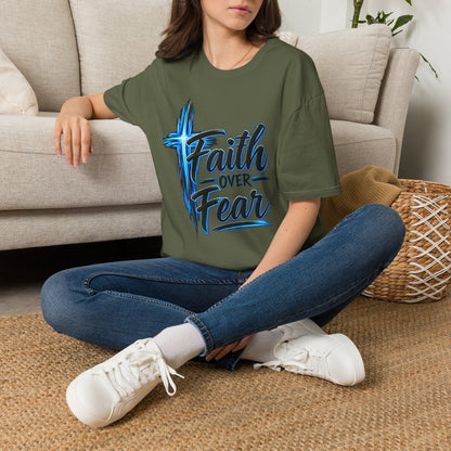 Faith Over Fear T‑Shirt — Christian Cross Inspirational Graphic Tee