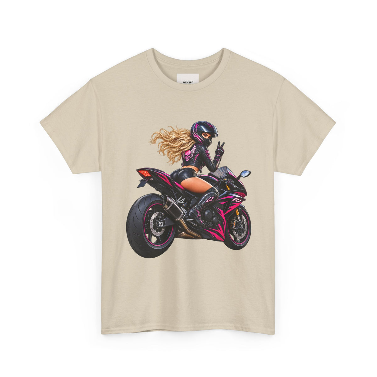 Motorcycle Girl Tee — Feminine Sportbike Rider Graphic Shirt