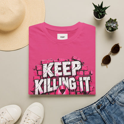 Keep Killing It pink ribbon T-Shirt | Breast Cancer Awareness, Motivational Graphic