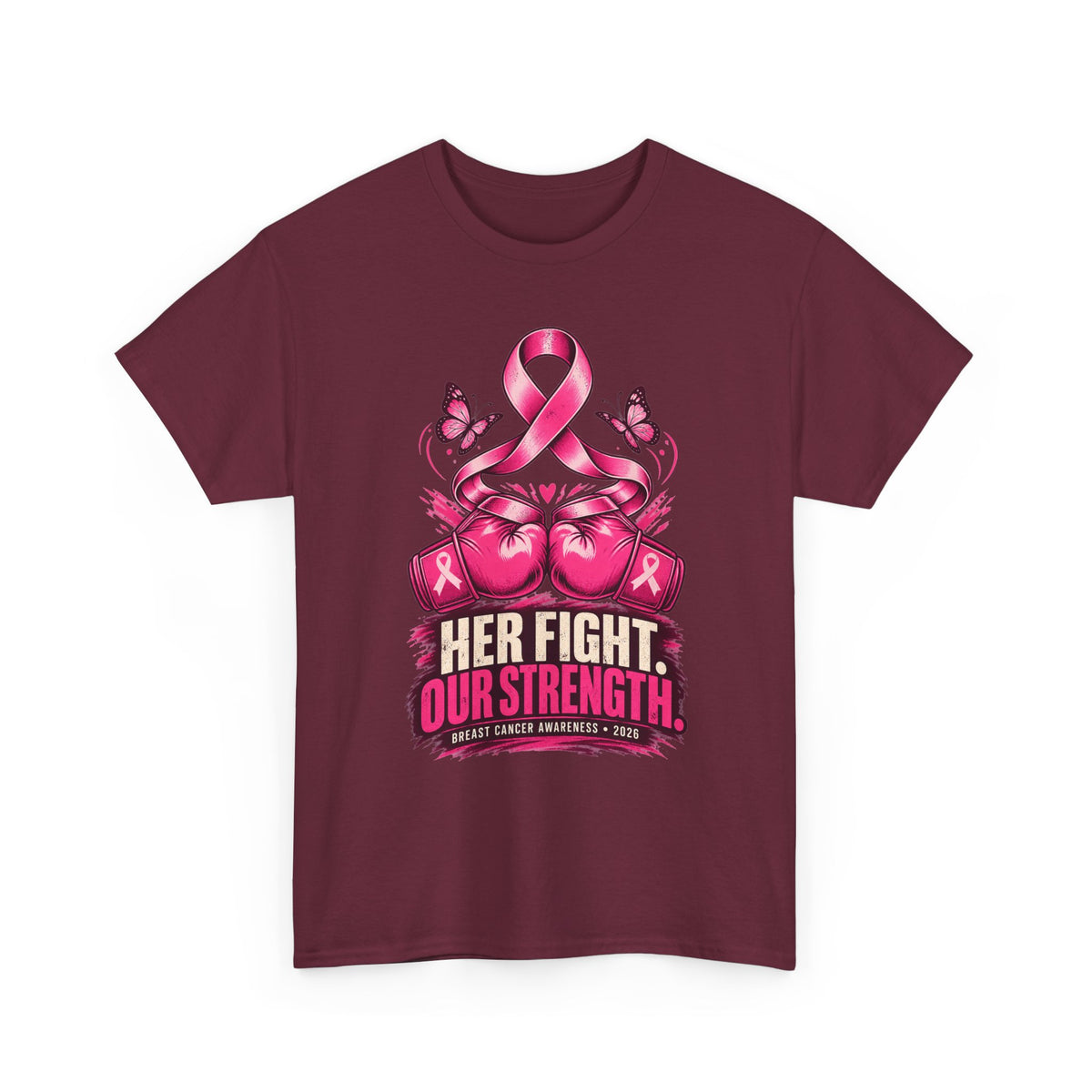 T-Shirt — Her Fight Our Strength Pink Ribbon Breast Cancer Awareness Tee