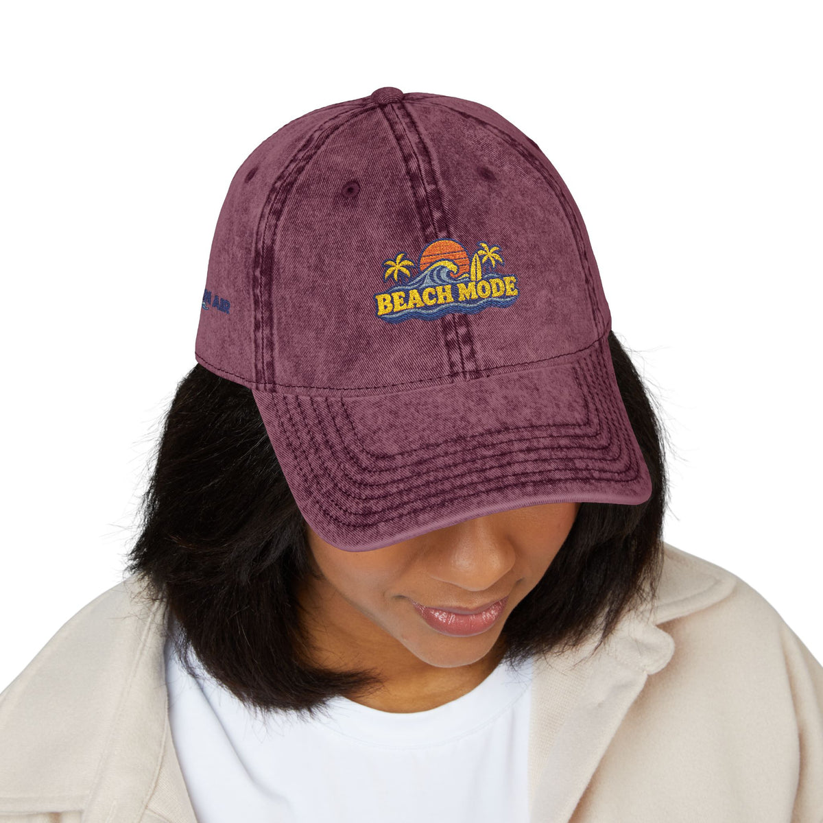 Vintage Embroidered Beach House Cap — Washed Red Dad Hat