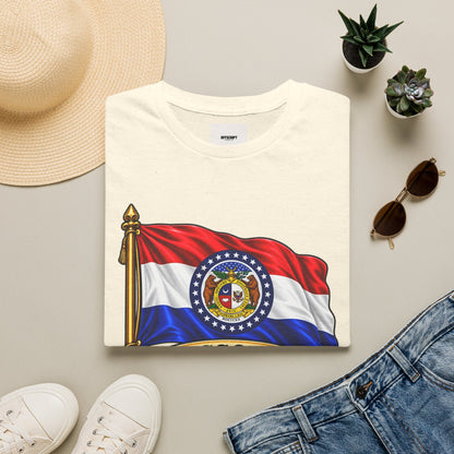 Missouri Flag T‑Shirt — State Seal & Motto Folded Flag Tee