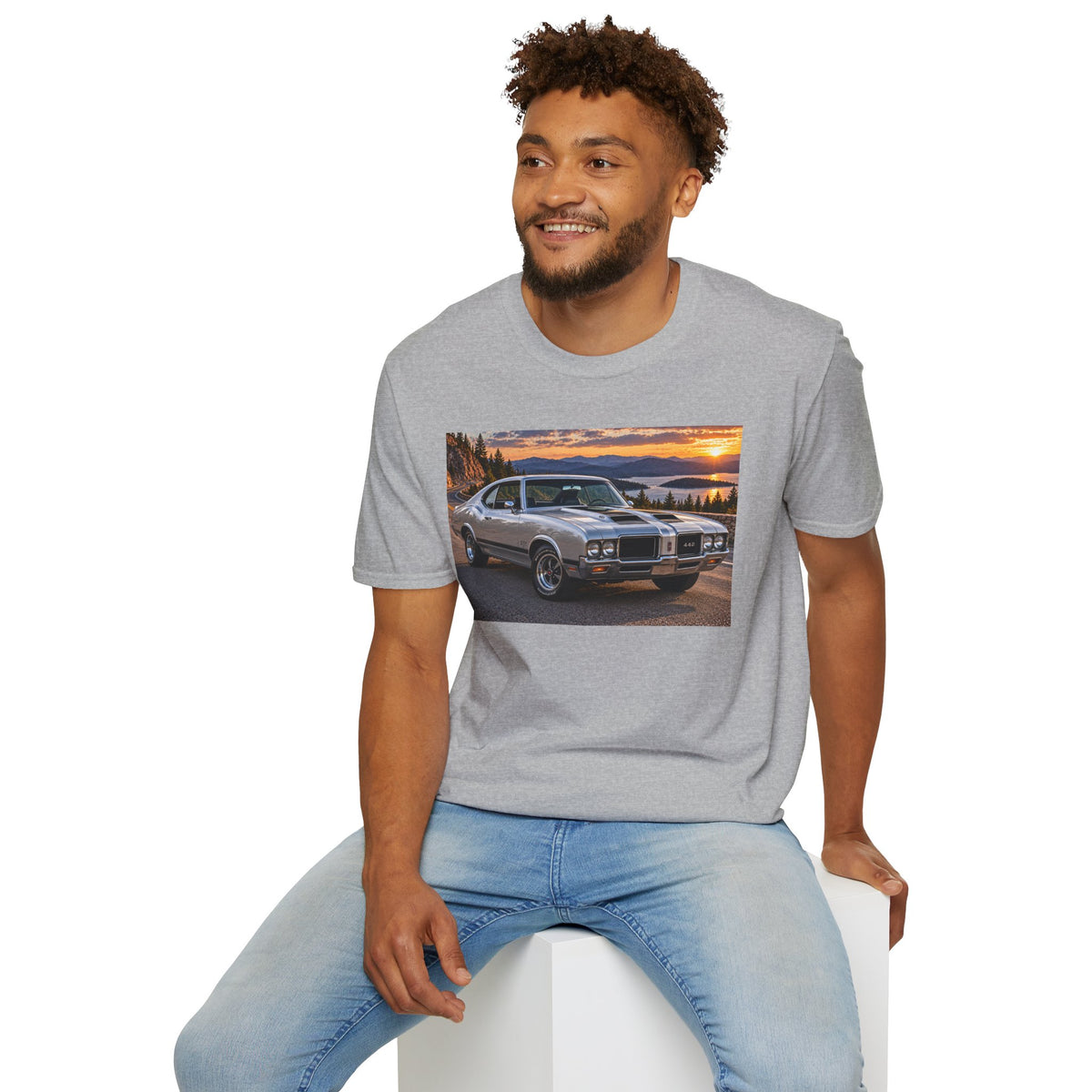 Classic Muscle Car T-Shirt – Vintage Oldsmobile Sunset Graphic Tee
