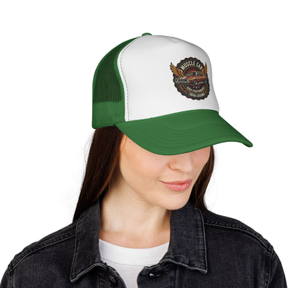 Muscle Car Emblem Trucker Cap | Vintage Hotrod Logo