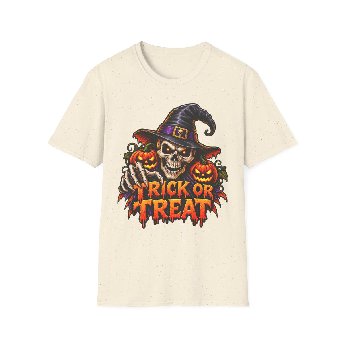 Halloween Skull Witch T-Shirt — Trick or Treat Pumpkin Graphic Tee