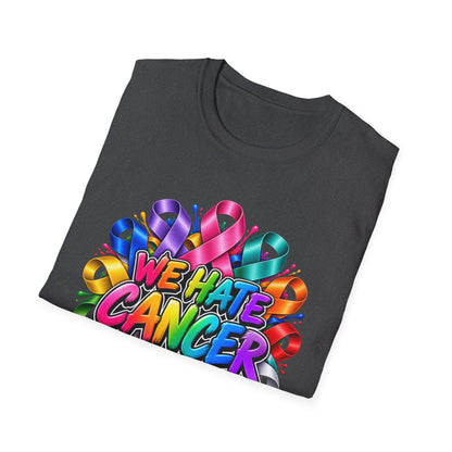 We Hate Cancer T-Shirt — Multicolor Cancer Awareness Ribbon Tee
