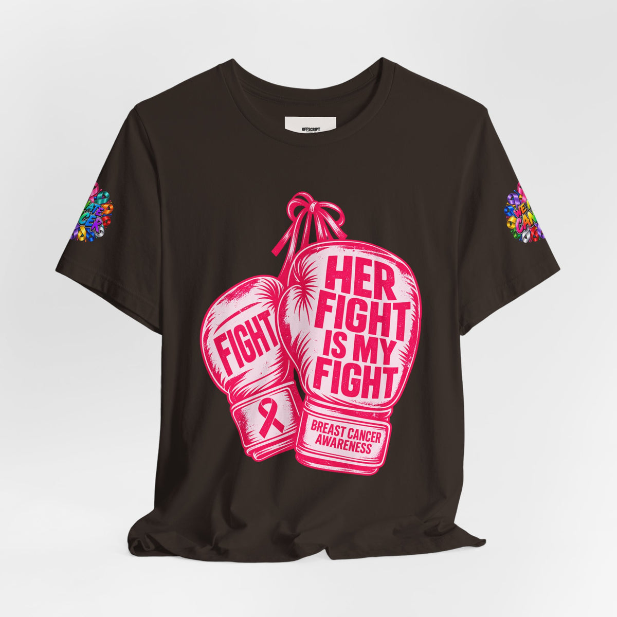 Breast Cancer Awareness Tee – “Her Fight Is My Fight” Boxing Gloves T-Shirt