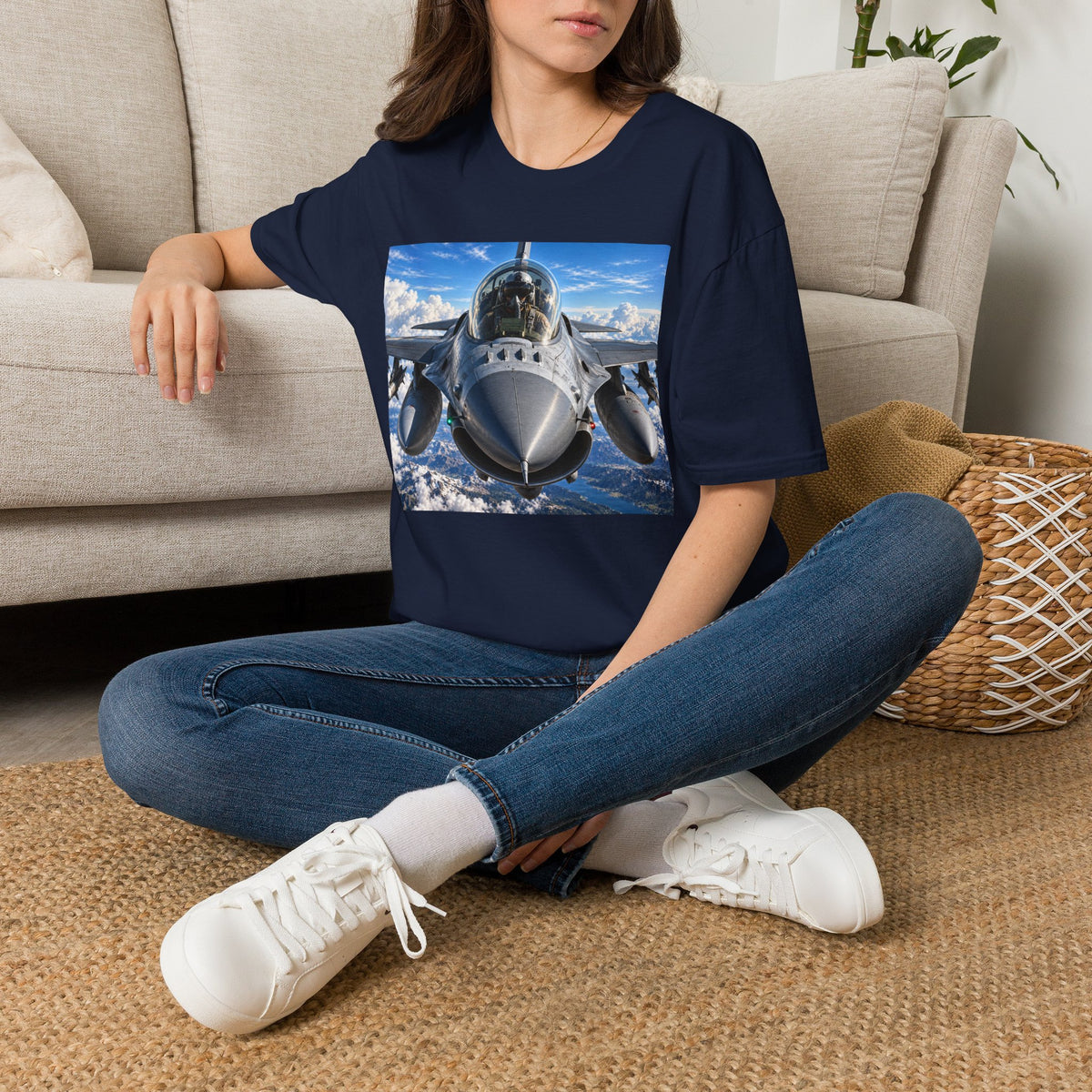 Fighter Jet Front View Tee — Military Aviation Pilot T-Shirt