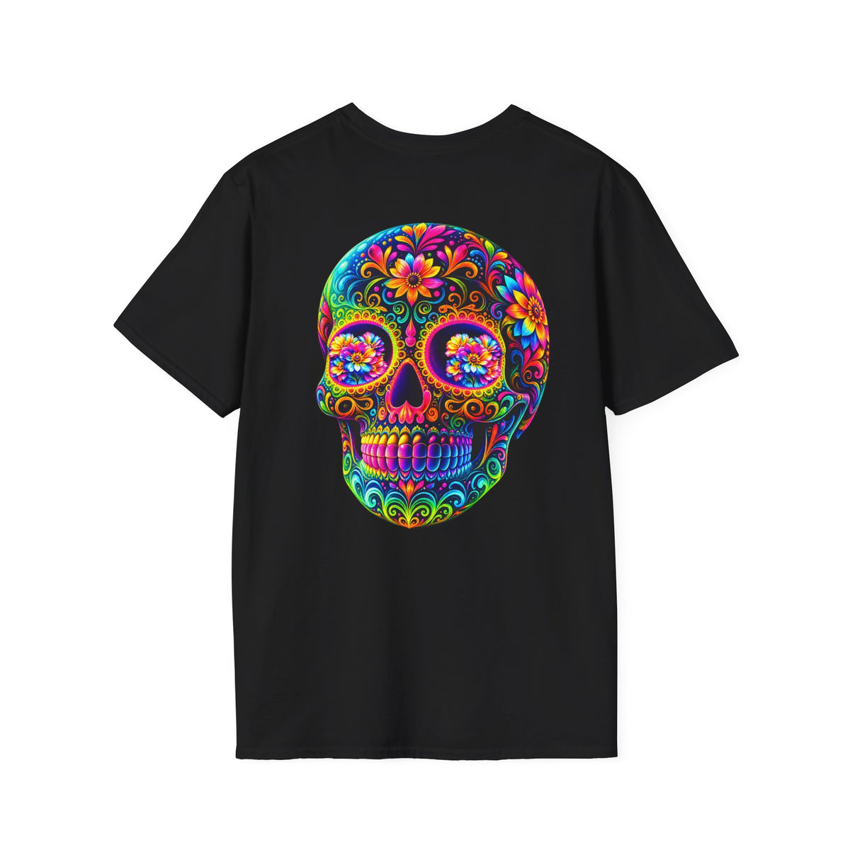 Sugar Skull T-Shirt — Colorful Day of the Dead Floral Skull Tee